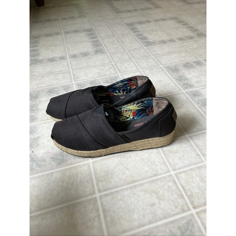 BOBS‎ from Skechers Women's 9.5 Black Espadrille Memory Foam Slip On #34101